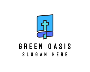 Blue Holy Christian Bible logo design