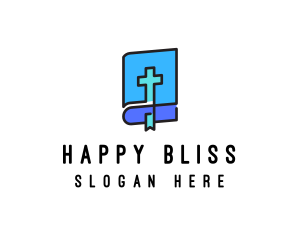 Blue Holy Christian Bible logo design