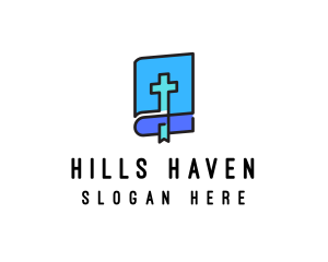 Blue Holy Christian Bible logo design