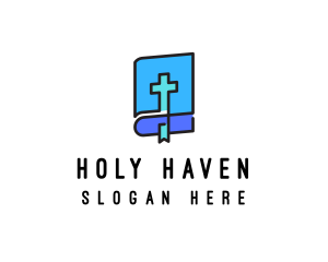 Blue Holy Christian Bible logo design