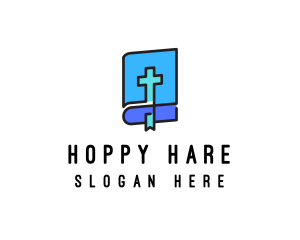 Blue Holy Christian Bible logo design