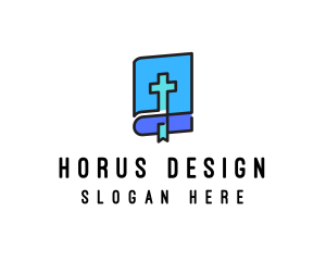 Blue Holy Christian Bible logo design