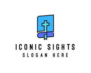 Blue Holy Christian Bible logo design