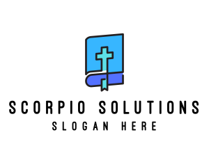 Blue Holy Christian Bible logo design