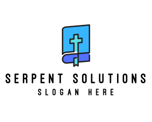 Blue Holy Christian Bible logo design