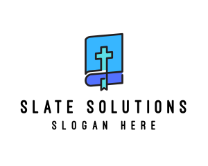 Blue Holy Christian Bible logo design