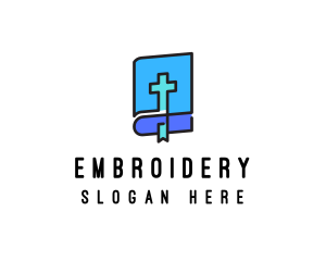 Blue Holy Christian Bible logo design