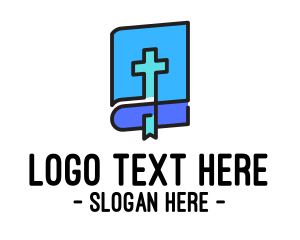 Catholic - Blue Holy Christian Bible logo design
