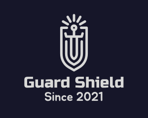 Defend - Medieval Shield Sword logo design