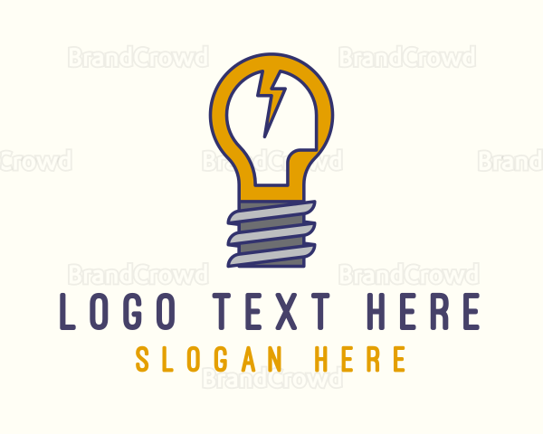 Lightbulb Bolt Idea Logo