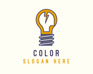 Learning - Lightbulb Bolt Idea logo design