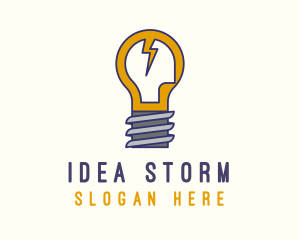 Lightbulb Bolt Idea logo design