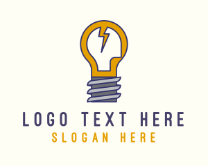 Lightbulb Bolt Idea Logo