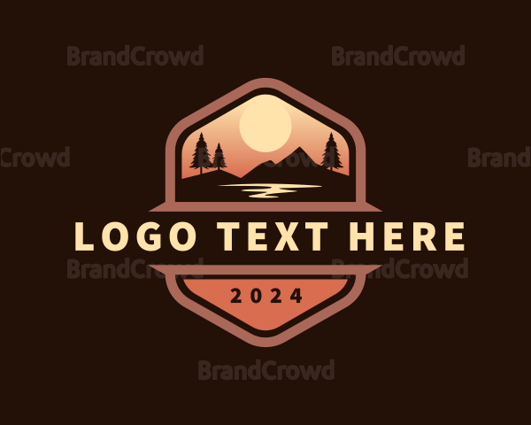 Outdoor Hiking Sunset Logo