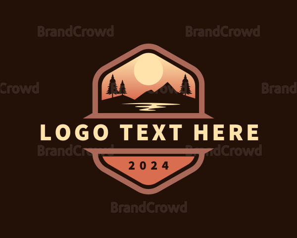 Outdoor Hiking Sunset Logo