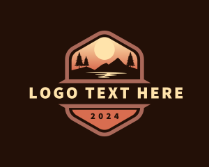 Outdoor Hiking Sunset Logo