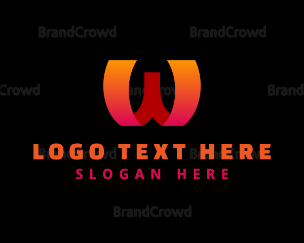 Gradient Ribbon Business Letter W Logo