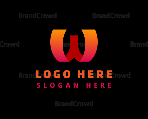Gradient Ribbon Business Letter W Logo