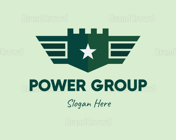 Green Military Shield Badge Logo