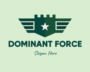 Green Military Shield Badge logo design