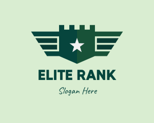 Rank - Green Military Shield Badge logo design