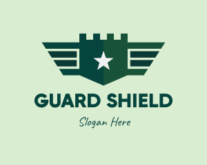 Defend - Green Military Shield Badge logo design