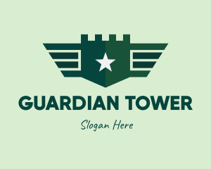 Green Military Shield Badge logo design