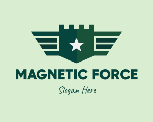 Green Military Shield Badge logo design