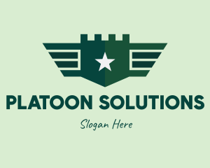 Platoon - Green Military Shield Badge logo design