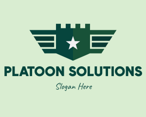 Green Military Shield Badge logo design