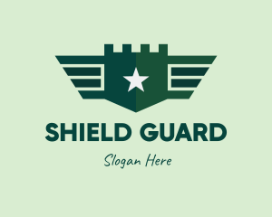 Defend - Green Military Shield Badge logo design