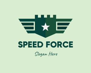 Green Military Shield Badge logo design