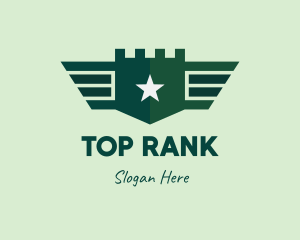 Green Military Shield Badge logo design