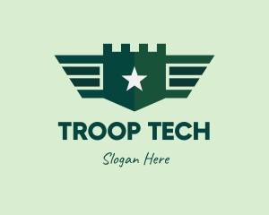 Troop - Green Military Shield Badge logo design