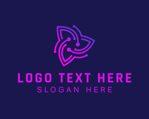 Cyber - Tech Leaf Botanical logo design