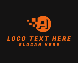 Technology - Tech Pixel Letter A logo design