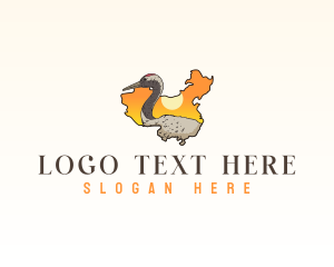 Map - Chinese Red-Crowned Crane logo design