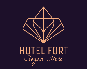 Pink Classy Geometric Leaf Hotel  logo design