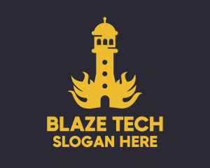 Yellow Flaming Tower logo design