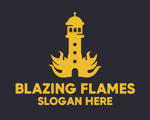 Yellow Flaming Tower logo design