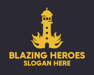 Firefighter - Yellow Flaming Tower logo design