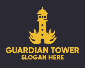 Yellow Flaming Tower logo design