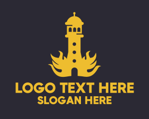 Lighthouse - Yellow Flaming Tower logo design
