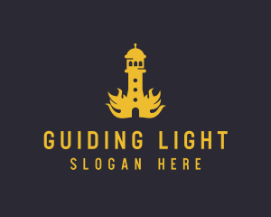 Yellow Flaming Tower logo design