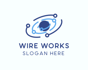 Wire - Planet Orbit Circuit logo design