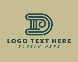 Column - Minimalist Column Pillar Letter D logo design