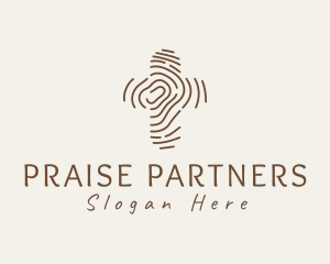 Praise - Cross Thumbmark Wood Grain logo design