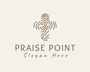 Praise - Cross Thumbmark Wood Grain logo design