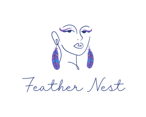 Feather Fashion Earring logo design