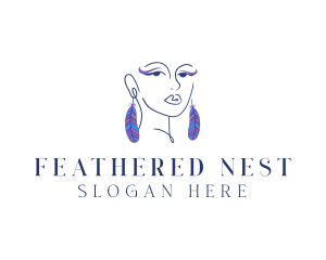 Feather Fashion Earring logo design